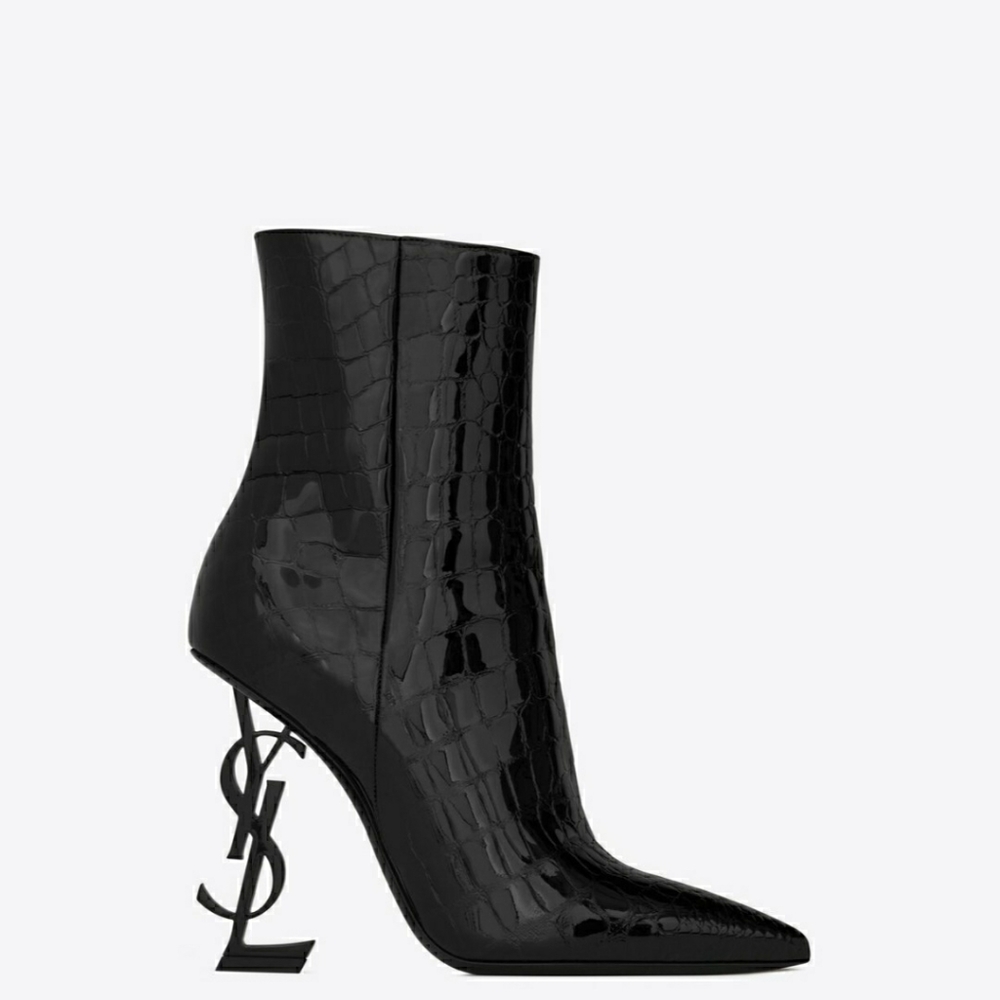 Saint Laurent Opyum Boots Croc Embossed Patent 37+